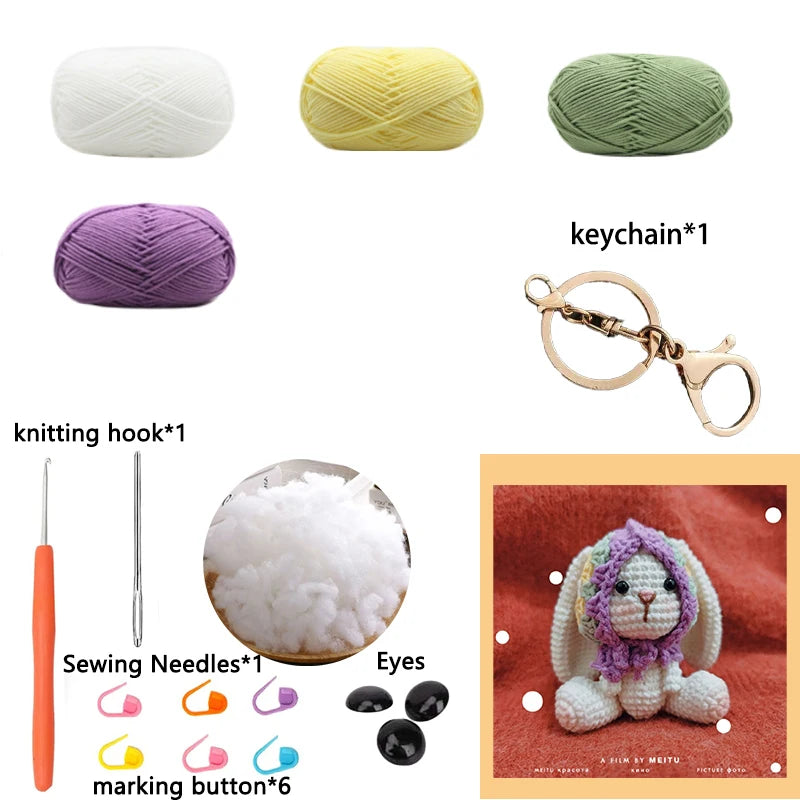 Kit Crochet Lapin Amigurumi Fait Main - Porte-clés DIY Français avec Instructions