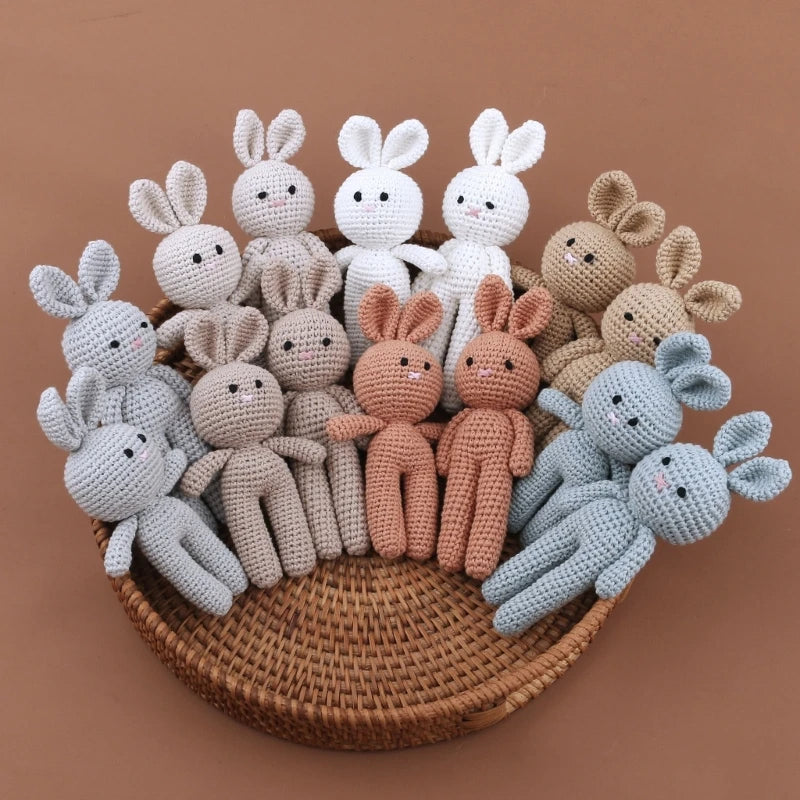 Doudou Lapin Crochet - Peluche Bébé Coton Bio