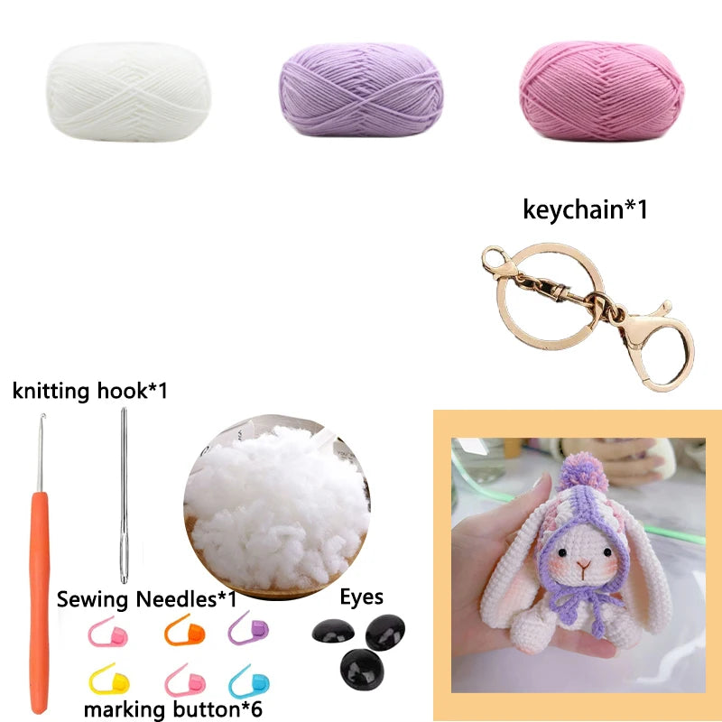 Kit Crochet Lapin Amigurumi Fait Main - Porte-clés DIY Français avec Instructions