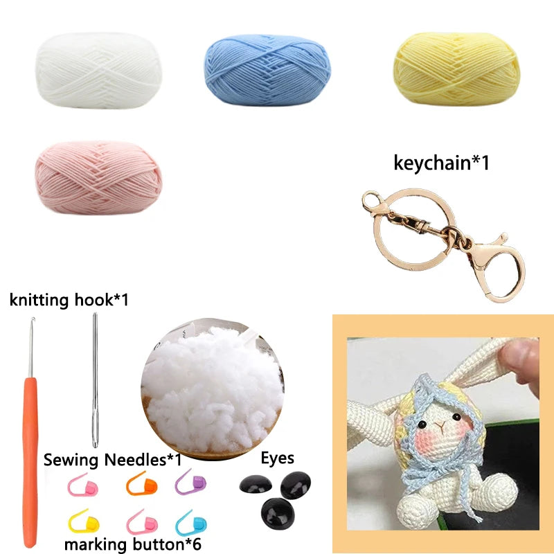 Kit Crochet Lapin Amigurumi Fait Main - Porte-clés DIY Français avec Instructions