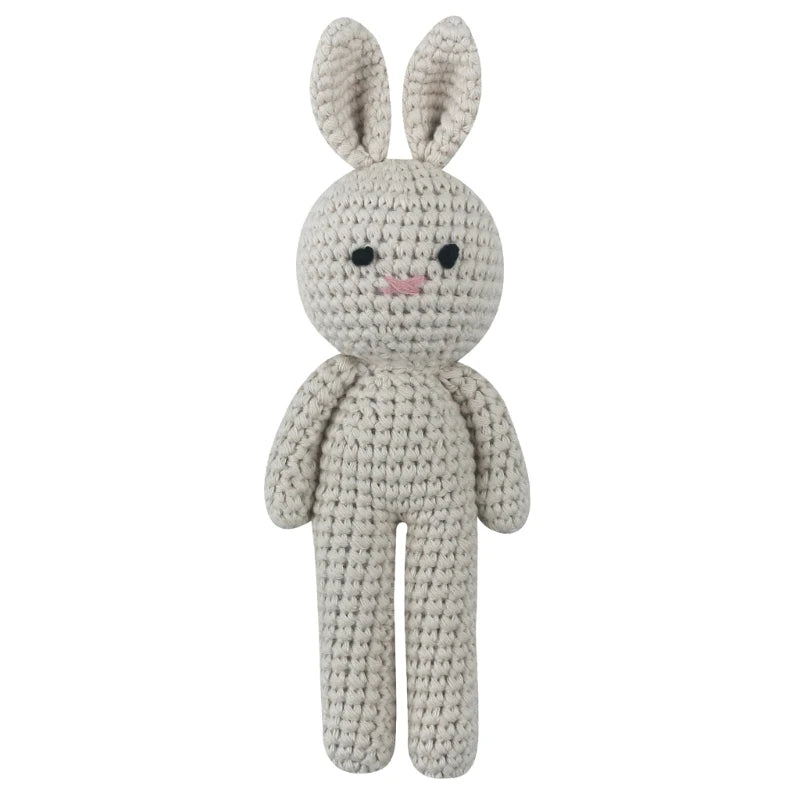 Doudou Lapin Crochet - Peluche Bébé Coton Bio