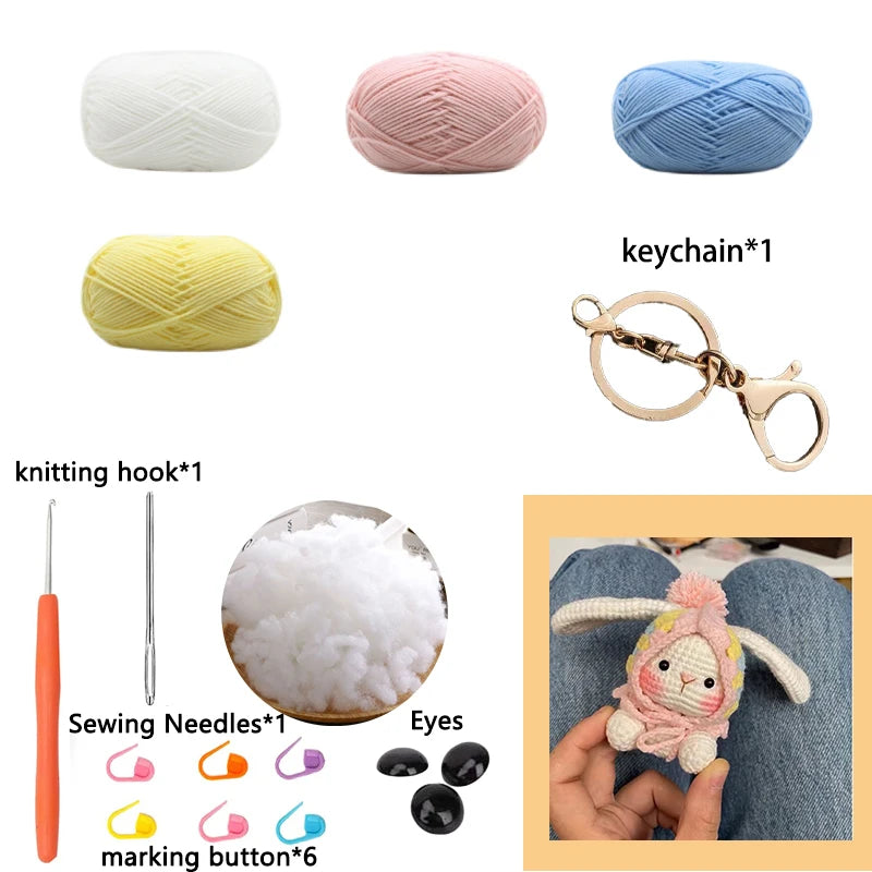 Kit Crochet Lapin Amigurumi Fait Main - Porte-clés DIY Français avec Instructions