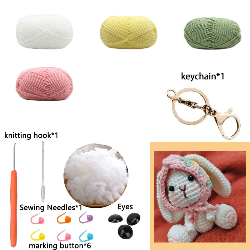 Kit Crochet Lapin Amigurumi Fait Main - Porte-clés DIY Français avec Instructions
