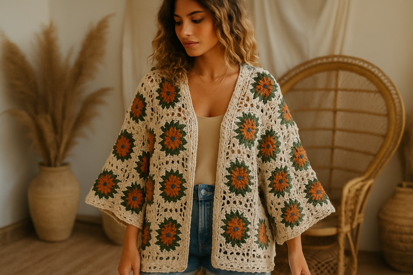 Cardigan kimono bohème